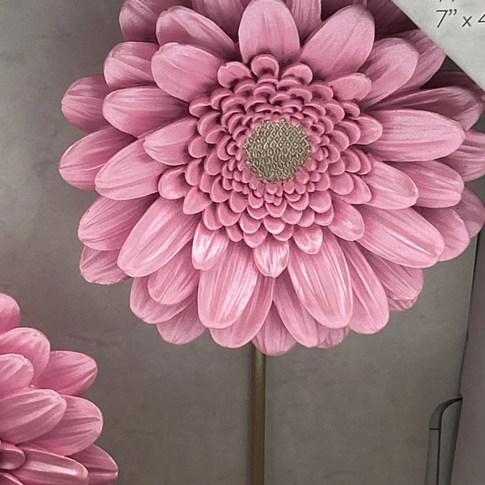 Pink Floral Daisy Wall Hooks Pink Set Of 3 Gold Hooks 7x4
